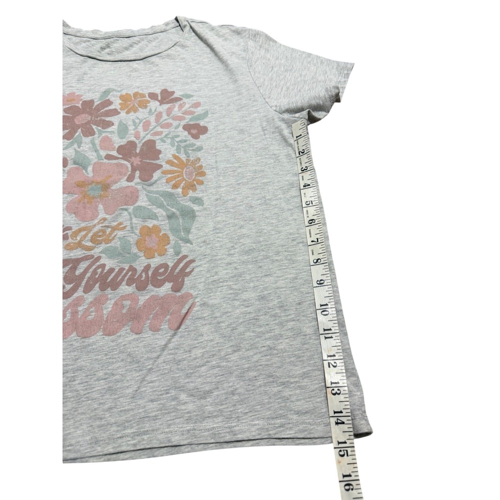 Let Yourself Blossom Floral Graphic T-Shirt Heather Grey Short Sleeve XL - Picture 6 of 7